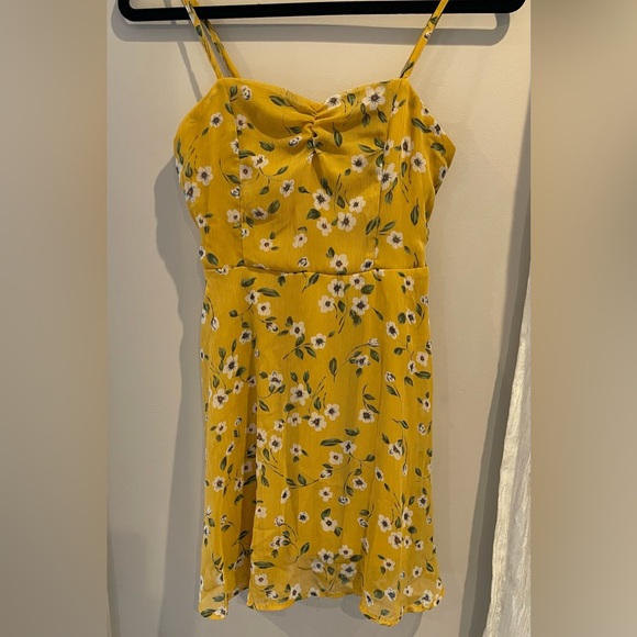 LULUS Daisies Go By Mustard Yellow Floral Print Mini Dress - Picture 3 of 7